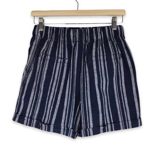 Navy Linen Blend Shorts Size Small - Picture 2 of 10